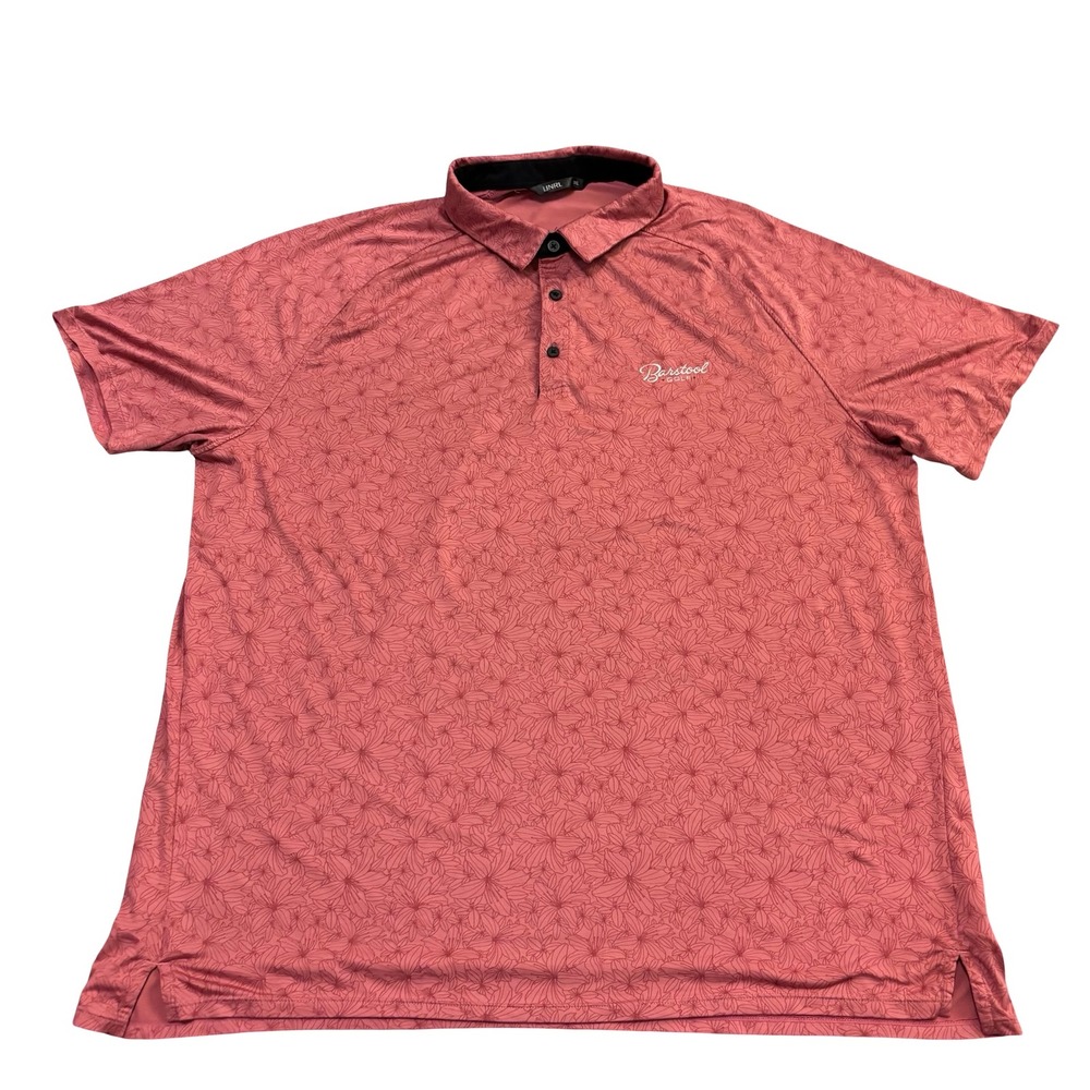 UNRL Barstool Golf Polo Shirt Mens 2XL Pink Floral Azalea Performance Stretch